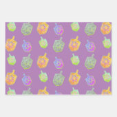 明るいカラフルスピニング浚渫紫ハヌカー ラッピングペーパーシート (正面3)