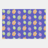 明るいカラフルスピニング浚渫紫ハヌカー ラッピングペーパーシート (正面)