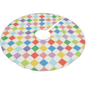 明るいカラフルチェッカーボパターン（の模様が）あるード ブラッシュドポリエステルツリースカート (アングル)