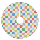 明るいカラフルチェッカーボパターン(の模様が)あるード ブラッシュドポリエステルツリースカート (正面)