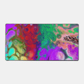 明るいカラフルティール(緑がかった色)、ブラック、パープル流体アート デスクマット (正面)