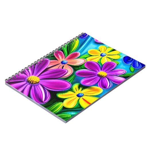 明るいカラフルデイジー ノートブック (左側)