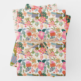 明るいカラフルトレンディーのクリスマス ラッピングペーパーシート