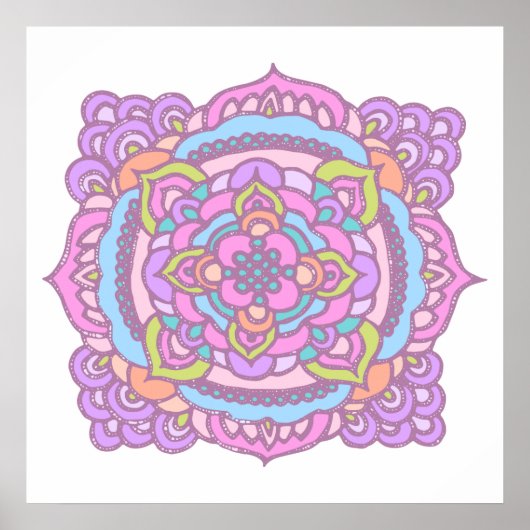 明るいカラフルトレーサリーオーナメントポスター ポスター (正面)