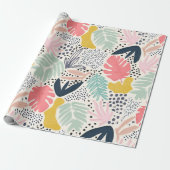 明るいカラフルトロピカルスポット&ジオコラージュ ラッピングペーパー (アンロールド)