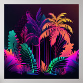 明るいカラフルトロピカルパームツリーズウォールプリント ポスター (正面)