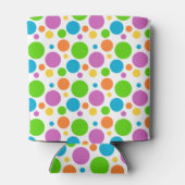 明るいカラフルドットのパターンのピンクカスタム色 缶クーラー (裏面)