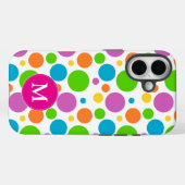 明るいカラフルドット模様ピンクモノグラム Case-Mate iPhoneケース (裏面 (横))