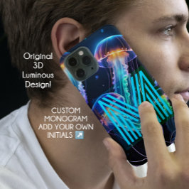 明るいカラフルネオンブルーモノグラムの電話ケース Case-Mate iPhone 14 PROケース