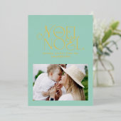 明るいカラフルノエルのクリスマスの幾何学的な写真F 箔シーズンカード (立ち正面)