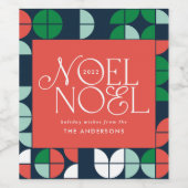 明るいカラフルノエルのクリスマスの幾何学的スクリプトW ワインラベル (シングルラベル)