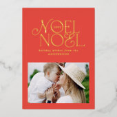 明るいカラフルノールクリスマスの幾何学的な写真 箔シーズンカード (正面)