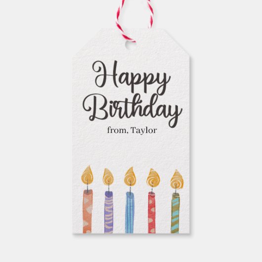 明るいカラフルハッピーバースデーキャンドル ギフトタグ (裏面)
