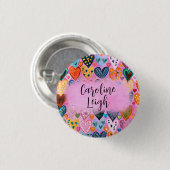 明るいカラフルハートパーソナライズされた10代の10代の若者 缶バッジ (正面&裏面)