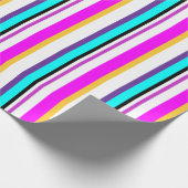 明るいカラフルパタストライプーン幾何学的 ラッピングペーパー (角)