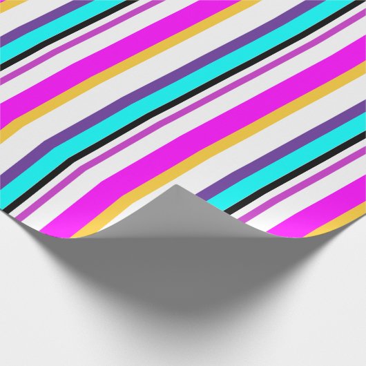 明るいカラフルパタストライプーン幾何学的 ラッピングペーパー (角)