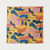 明るいカラフルパターン(熱葉帯付き) タペストリー (正面(横))