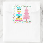 明るいカラフルピメリーンクのクリスマスツリーパーティー スクエアシール (バッグ)