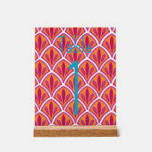 明るいカラフルピンクとオレンジのファ結婚ンのテーブル アクリルサイン (正面)