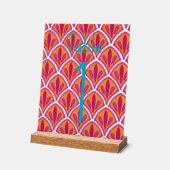 明るいカラフルピンクとオレンジのファ結婚ンのテーブル アクリルサイン (傾斜)