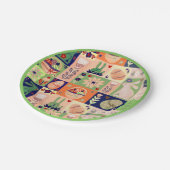 明るいカラフルピンクグリーンバニー ペーパープレート (アングル)