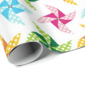 明るいカラフルピンホイールパターンのラッピング紙 ラッピングペーパー (ロールコーナー)