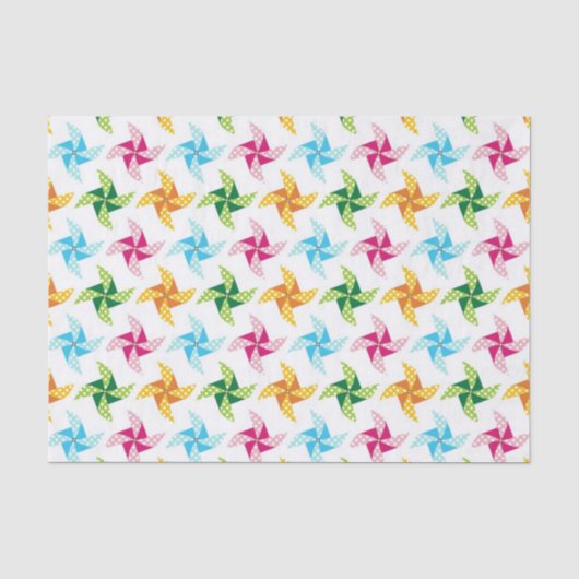 明るいカラフルピンホイールパターン 薄葉紙 (正面)