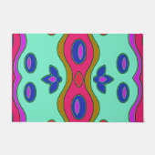 明るいカラフルファンキー抽象芸術 ドアマット (正面)