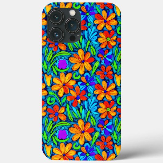 明るいカラフルフォークアートフラワー Case-Mate iPhoneケース (裏面)