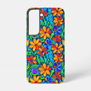 明るいカラフルフォークアートフラワー SAMSUNG GALAXY S22ケース