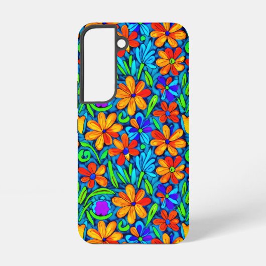 明るいカラフルフォークアートフラワー SAMSUNG GALAXYケース (裏面)