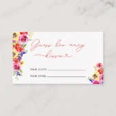 明るいカラフルフローラいくつのキスブライダルゲーム エンクロージャーカード (正面)