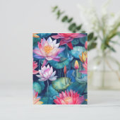 明るいカラフルフローラのシームレスなパターン ポストカード (スタンド正面)