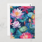 明るいカラフルフローラのシームレスなパターン ポストカード (正面/裏面)