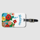 明るいカラフルフローラパーソナライズされたブーケ ラゲッジタグ (正面横)