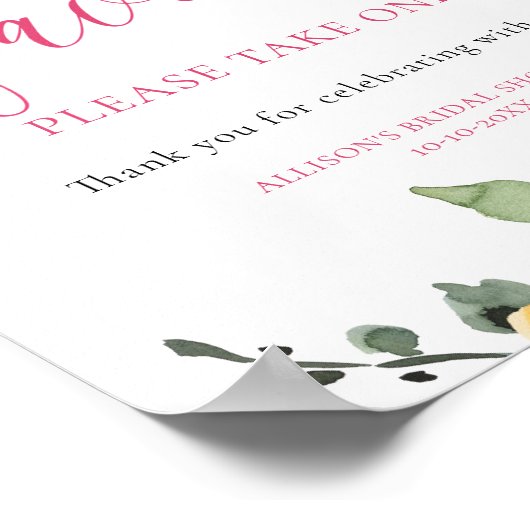 明るいカラフルフローラブライダルシャワーの好意サイン ポスター (角)