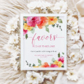 明るいカラフルフローラブライダルシャワーの好意サイン ポスター