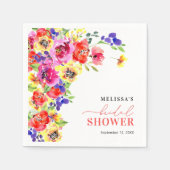 明るいカラフルフローラブライダルシャワー スタンダードカクテルナプキン (正面)