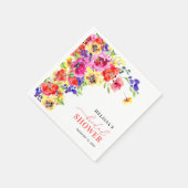 明るいカラフルフローラブライダルシャワー スタンダードカクテルナプキン (角)