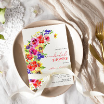 明るいカラフルフローラブライダルシャワー