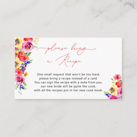 明るいカラフルフローラレシピリクエストカード エンクロージャーカード (正面)
