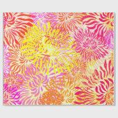 明るいカラフルフローラ春の花プリント ラッピングペーパー (フラット)