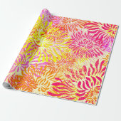 明るいカラフルフローラ春の花プリント ラッピングペーパー (アンロールド)