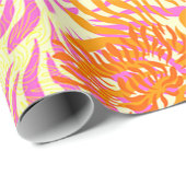 明るいカラフルフローラ春の花プリント ラッピングペーパー (ロールコーナー)