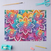 明るいカラフルフローラ曼荼羅 薄葉紙 (クラフト)