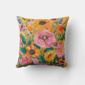 明るいカラフルフローラ油塗装 クッション (裏面)