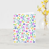 明るいカラフルフローラ渦巻形の誕生日 カード (黄色い花)