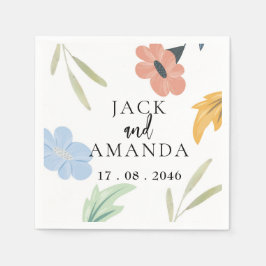 明るいカラフルフローラ結婚の装飾ナプキン スタンダードカクテルナプキン