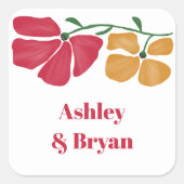 明るいカラフルフローラ結婚新しい スクエアシール (正面)