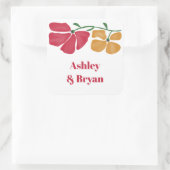 明るいカラフルフローラ結婚新しい スクエアシール (バッグ)